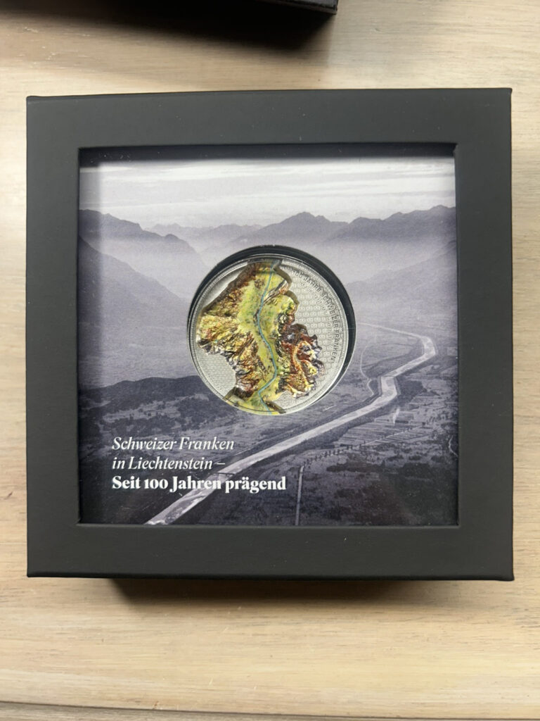 Read more about the article RHINE VALLEY 100 Years Swiss Franc in Liechtenstein 2024 2 oz Silver Coin CIT