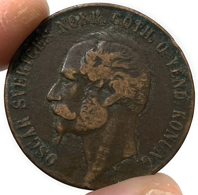 Read more about the article 1857 Sweden 5 Ore King Oscar I Coin KM#690