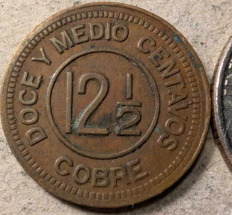 Read more about the article Guatemala 12 1/2 centavos 1915 Provisional Coinage