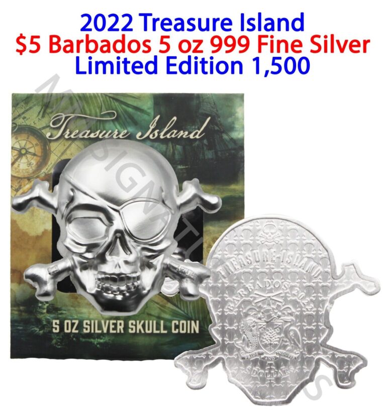 Read more about the article 2022 Treasure Island Skull 5 oz Silver Coin from Barbados