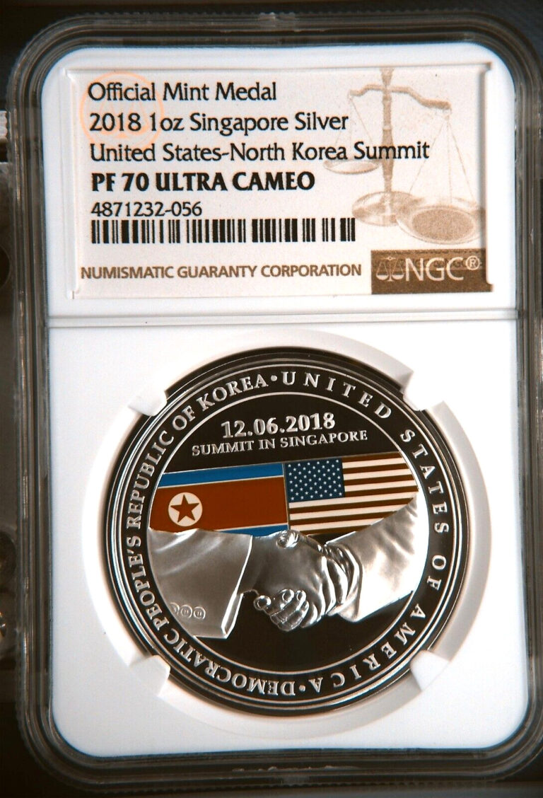 Read more about the article 2018 Singapore US Korea Summit Colorized Silver Prooflike Medal NGC PF70