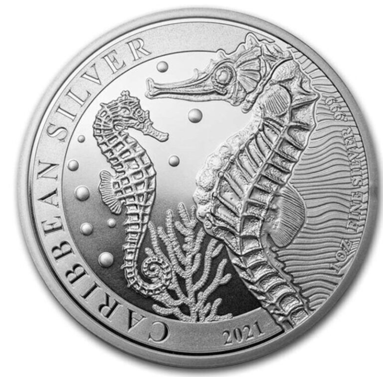 Read more about the article 2021 Barbados 1 oz Silver Caribbean Seahorse BU in capsule