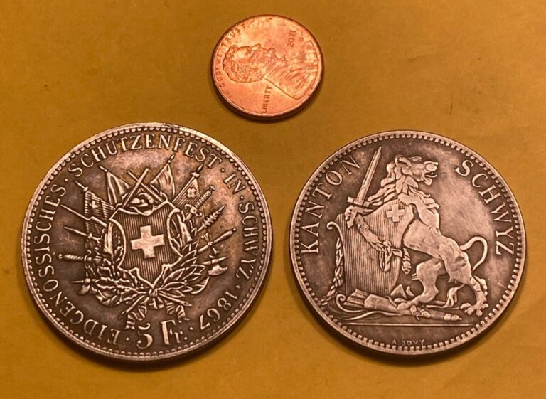 Read more about the article (2) Switzerland 1867 Schutzenfest *non-silver* Tokens