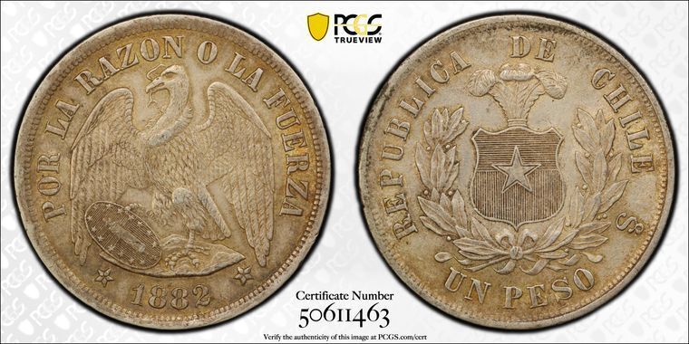 Read more about the article 1882 So NGC AU55 CHILE – Silver Un Peso Coin #52273A