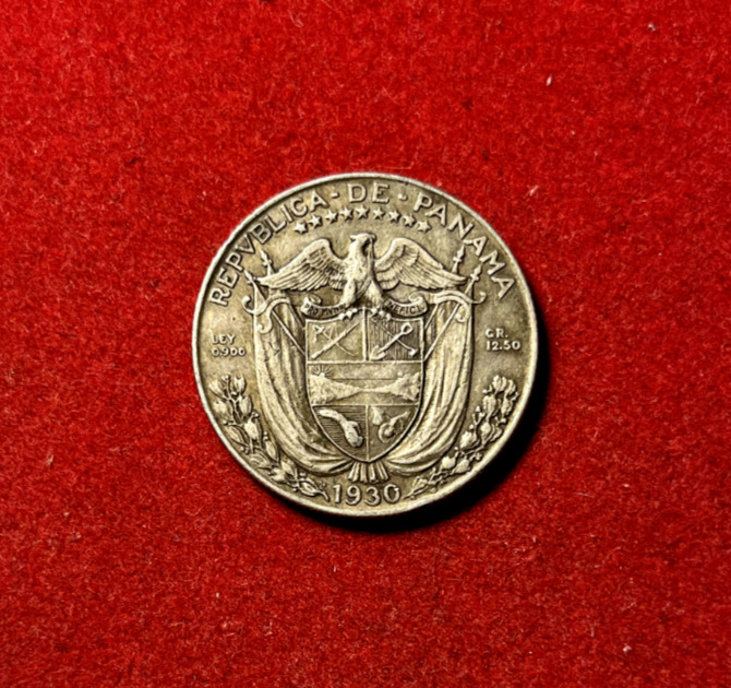 Read more about the article Panama 1930 1/2 balboa Silver Coin 300K Mintage KM#12.1 T2828