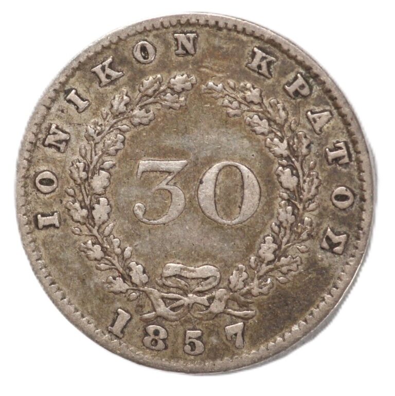 Read more about the article 1857 Ionian Islands Silver 30 Lepta Coin