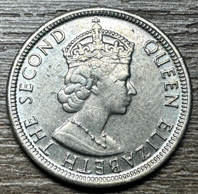 Read more about the article 1978 Mauritius Quarter ¼ Rupee – Elizabeth II 1st portrait Copper-nickel