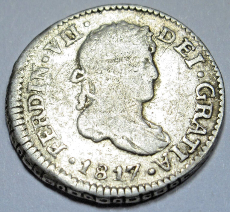 Read more about the article 1817 NG M Guatemala Silver 1/2 Reales Antique 1800s Spanish Colonial Pirate Coin