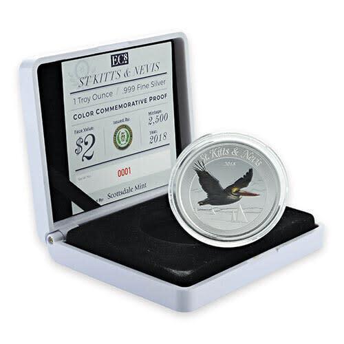 Read more about the article 2018 EC8 St Kitts and Nevis Brown Pelican 1 oz Silver Proof (Colored)