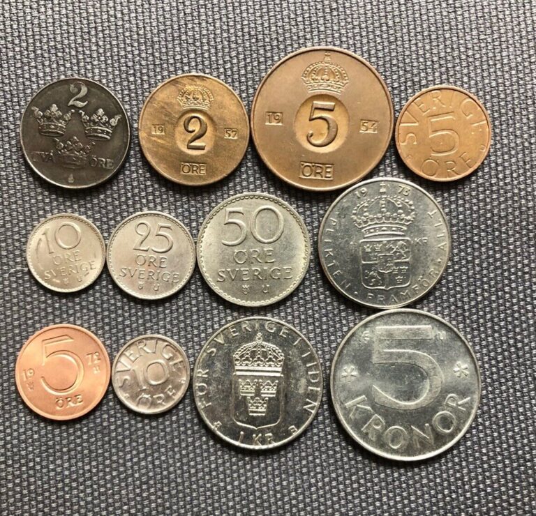 Read more about the article Sweden 🇸🇪 Lot Of 12  World Foreign Coins