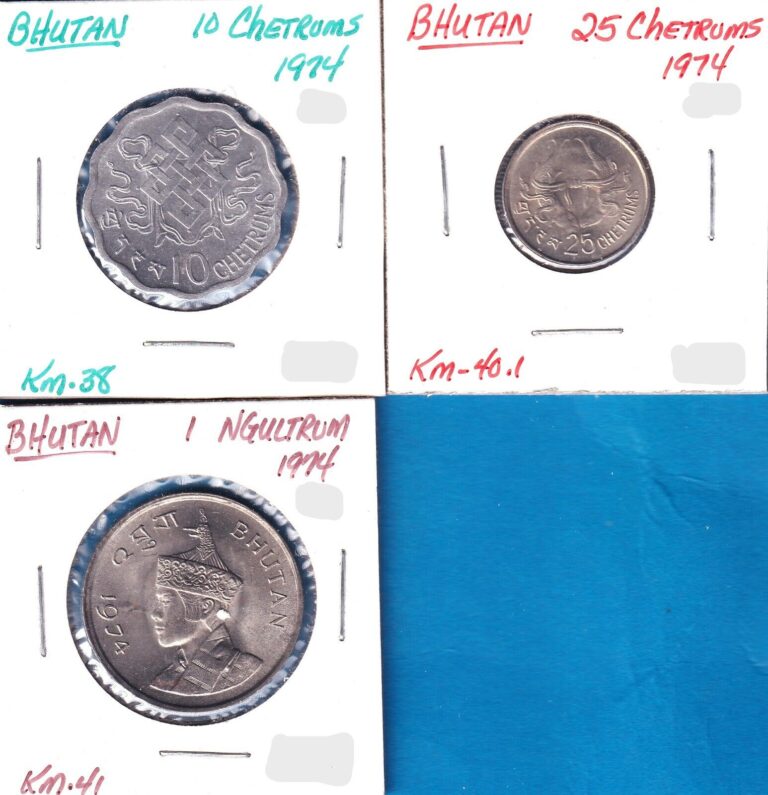 Read more about the article 1974 Bhutan 3-coin set (KM#s 38  40.2 and 41)  Aluminum and Copper-Nickel