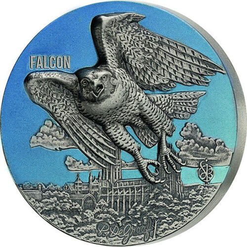 Read more about the article 2022 Benin Urban Hunters Falcon 3 oz Silver Antiqued Coin