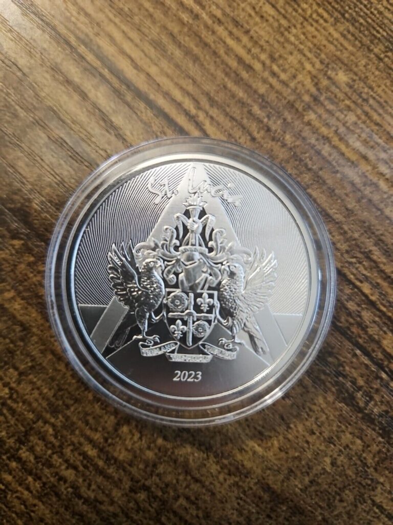 Read more about the article 🔥2023 1 oz Silver Coin – St. Lucia Coat of Arms .999 Silver Coin BU In Capsule