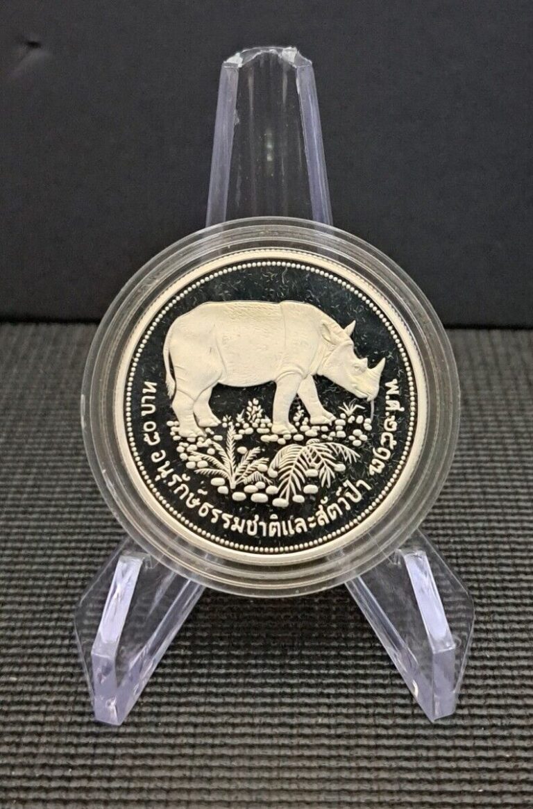 Read more about the article 1974 Thailand Proof Silver 50 Baht Rhinoceros COA