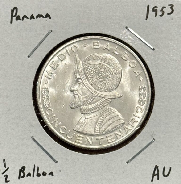 Read more about the article 1953 Panama Medio 1/2 Balboa – AU – About Uncirculated – 90.0% Silver