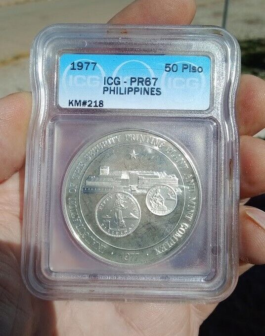 Read more about the article 1977  Philippines 50 Piso Silver Coin  ICG PR67  km#218