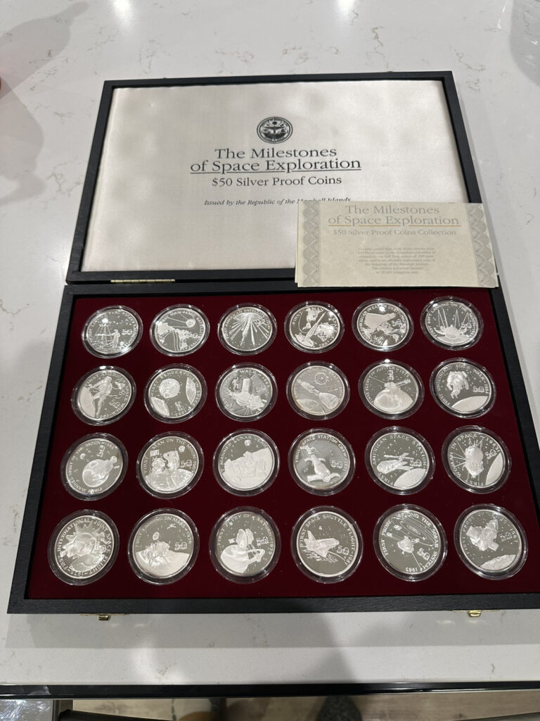 Read more about the article Marshall Islands Milestones of Space Exploration $50 24 Silver Coin Set Box  COA