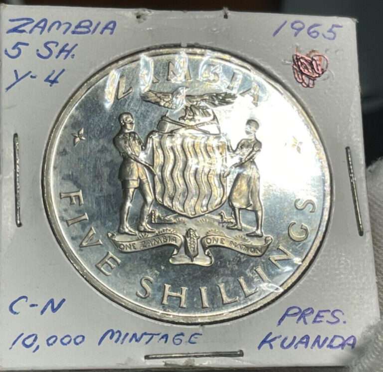 Read more about the article 1965 Zambia 5 Shillings Proof Coin 10 000 Mintage High Grade High Value