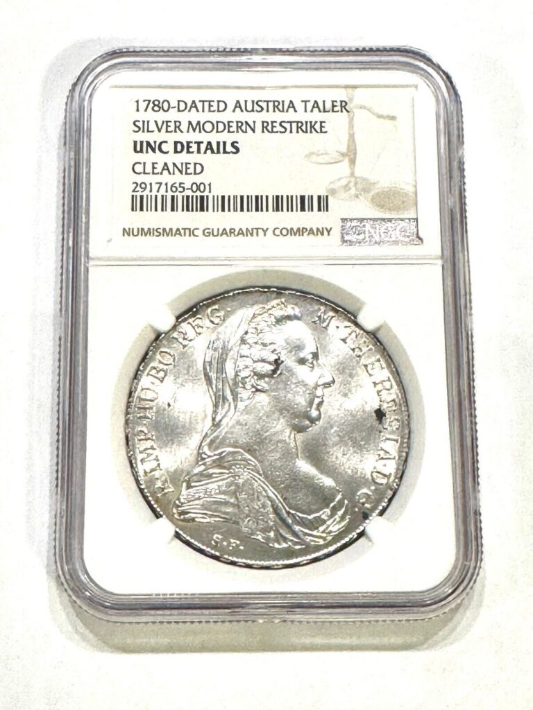 Read more about the article 1780 Dated Austria SILVER Taler Modern Restrike NGC UNC Details Bright Luster