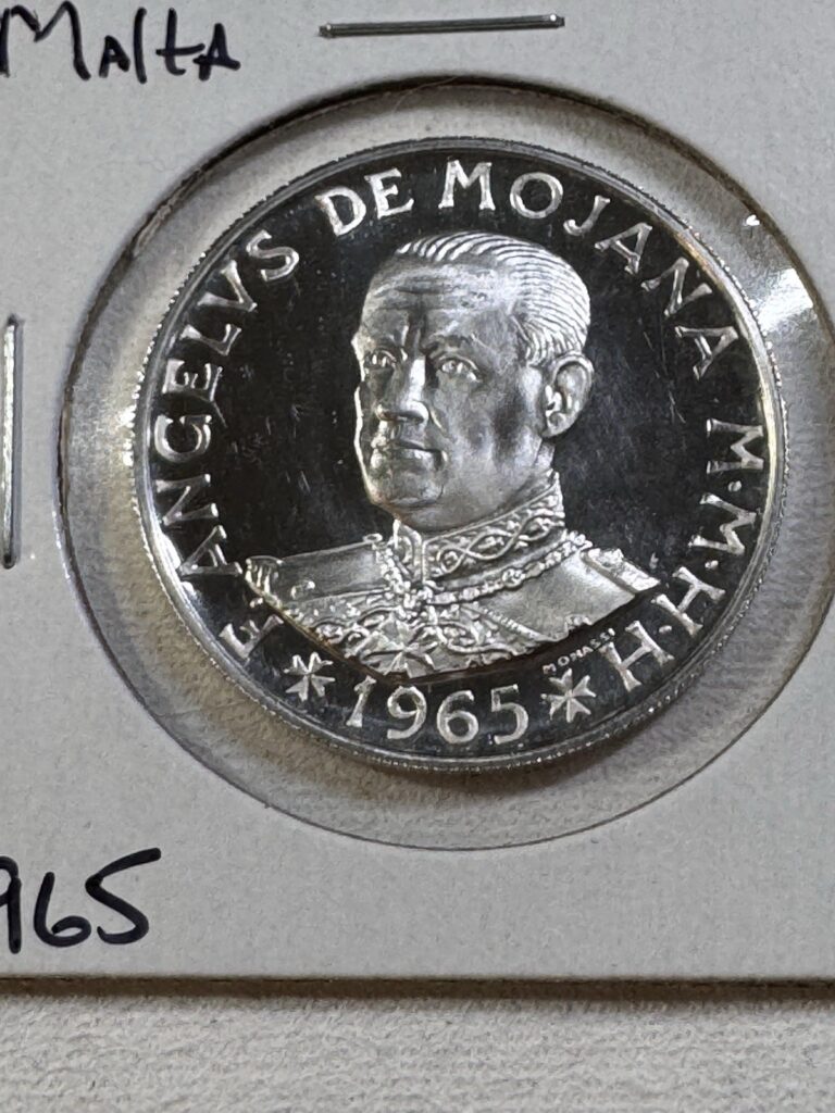 Read more about the article 1965 Malta 1 Scudo Silver Coin Order of Malta Angelo Low Mintage