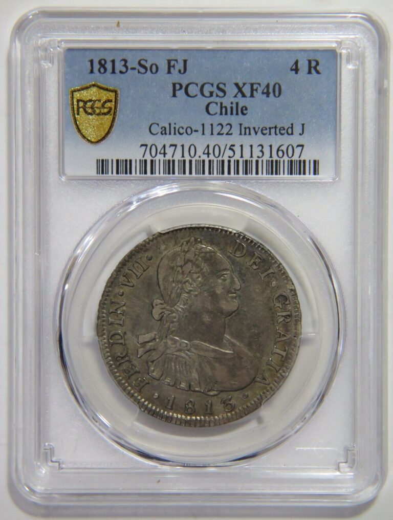 Read more about the article CHILE 1813 4 REALES SO FJ FERDINAND VII PCGS COLONIAL SILVER WORLD COIN 🌈⭐🌈