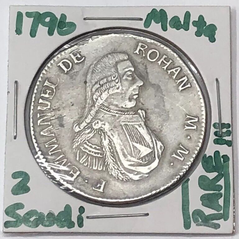 Read more about the article SCARCE 1796 Malta 2 Scudi Emmanuel de Rohan RARE Sterling 835 Silver World Coin