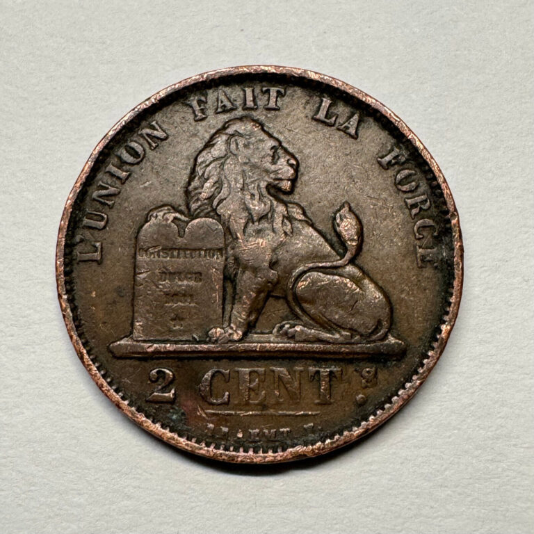 Read more about the article 1874 Belgium 2 Centimes – Beautiful Coin – Lot #B-044