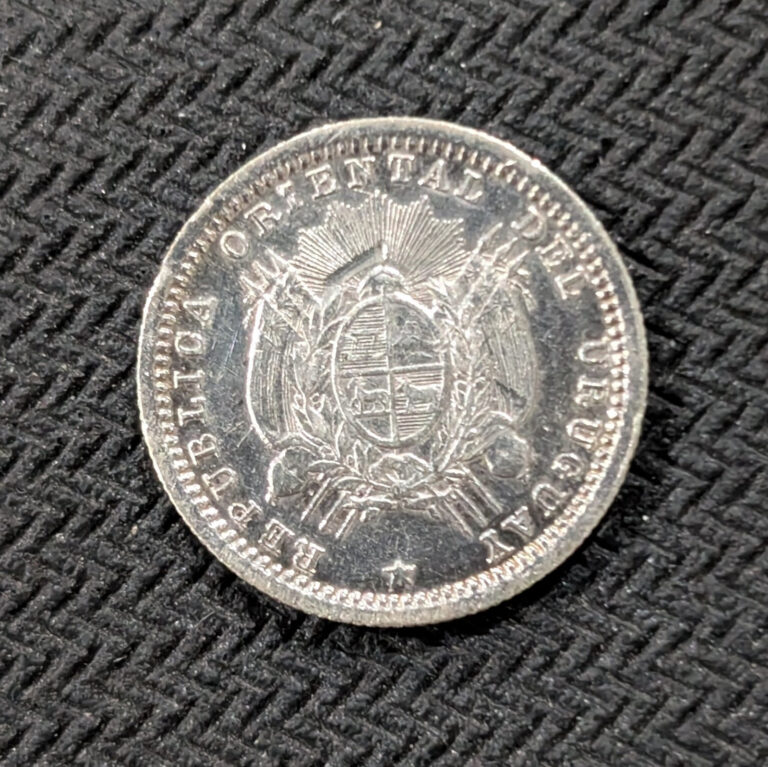 Read more about the article 1877 A Uruguay Silver 10 Centesimos Cleaned KM#14