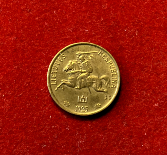 Read more about the article Lithuania 1925 5 Centai AU Aluminum-Bronze Coin KM#72 T4042