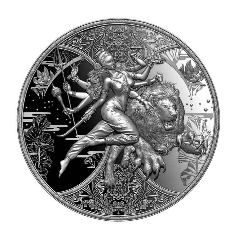 Read more about the article 2024 Cameroon Hindu Goddess Durga 1oz Silver High Relief BU Coin