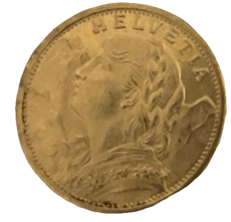 Read more about the article 1897-1949 Swiss Gold 20 Francs Helvetia BU