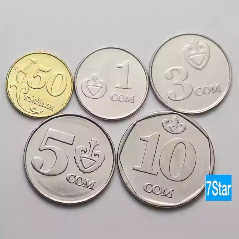 Read more about the article Kyrgyzstan 5 coins Brand new 50 tenge 1 3 5 10 som