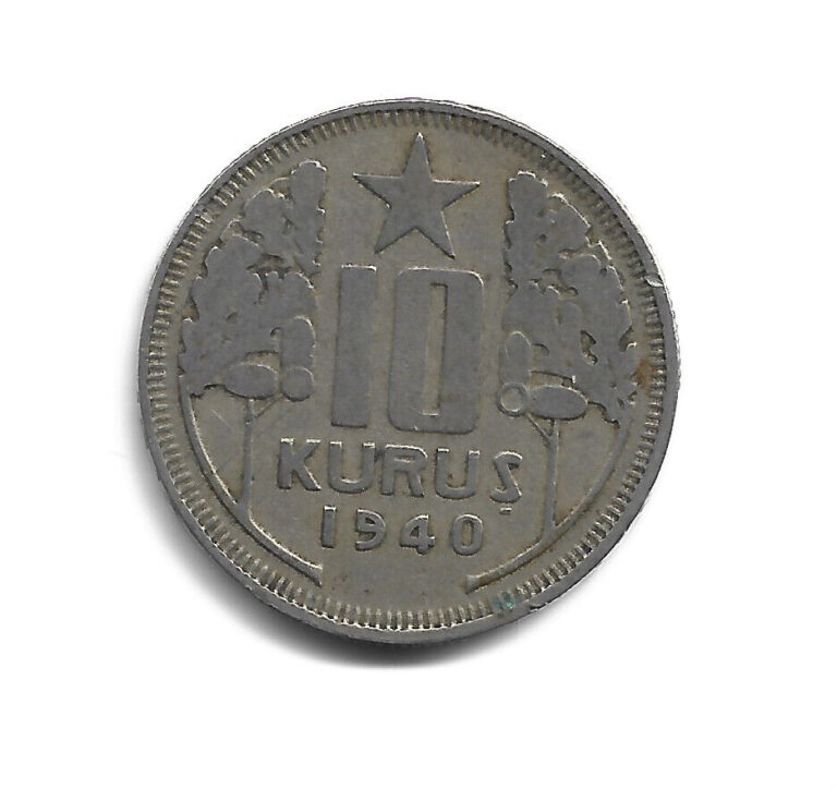 Read more about the article World Coins – Turkey 10 Kurus 1940 Coin KM# 863