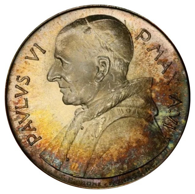 Read more about the article MS65 1968 Vatican City Anno VI Silver 500 Lire  PCGS Trueview- Gorgeous Tone