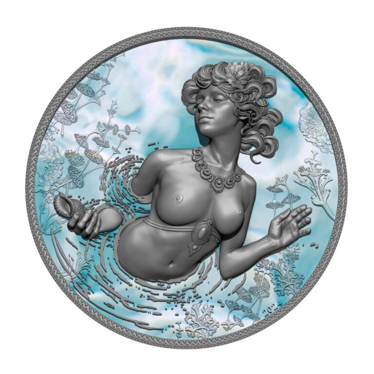 Read more about the article 2024 Cameroon Myth Birth of Aphrodite 2 oz Silver Colorized Coin