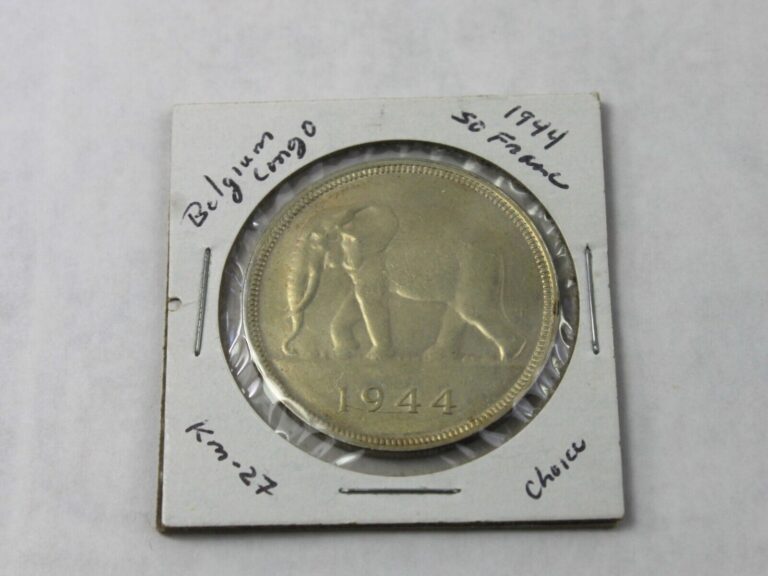 Read more about the article 1944 Belgian Congo Silver African Elephant 50 Francs Coin