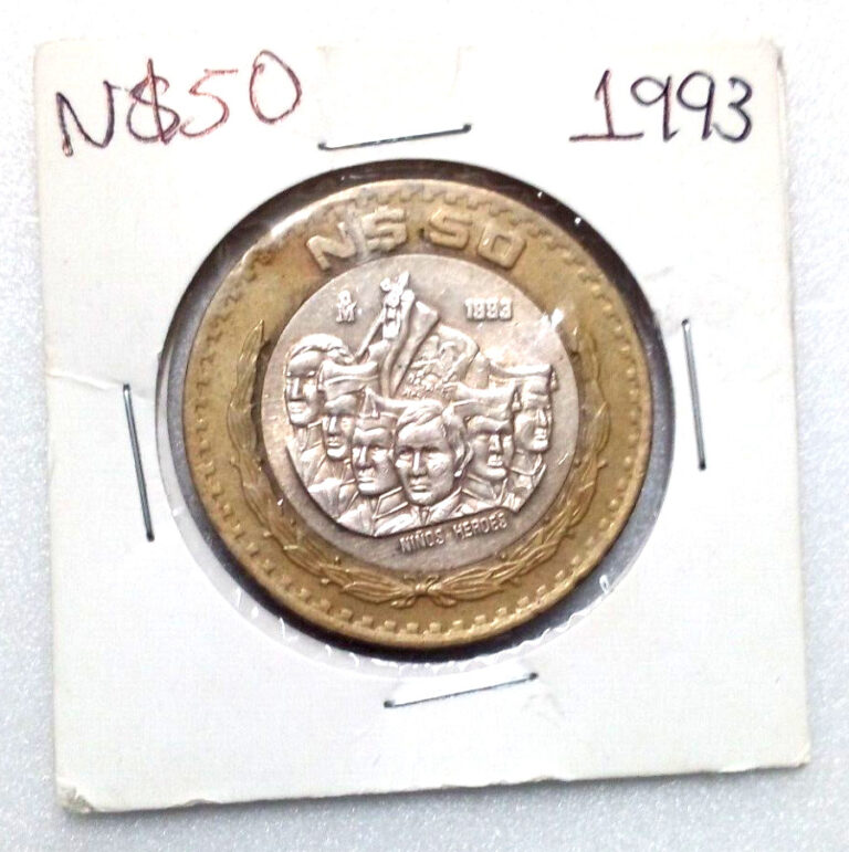 Read more about the article 1993 Mexico $50 Nuevos Pesos Bimetallic Coin (.925 Silver Center) Niños Héroes