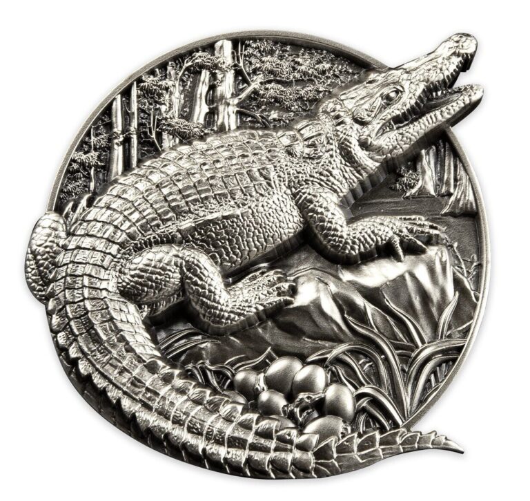 Read more about the article 5 Oz Silver Coin 2023 Burundi Protecting Wildlife Crocodile Antiqued High Relief
