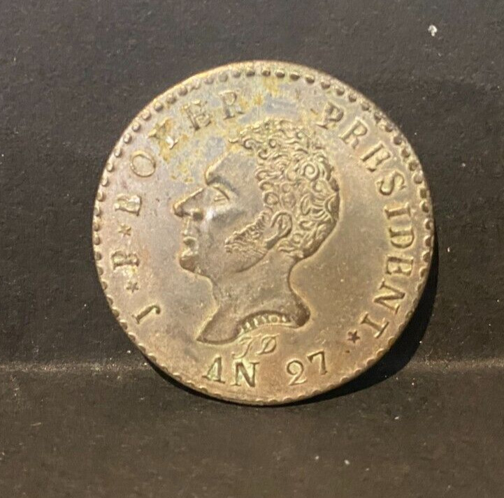 Read more about the article HAITI  1830  AN 27   J. P. BOYER  100 centimes  silver  CIRCULATED