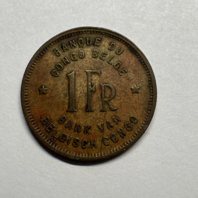 Read more about the article 1944 Belgian Congo 1 Franc – Beautiful Coin – Lot #A200-125