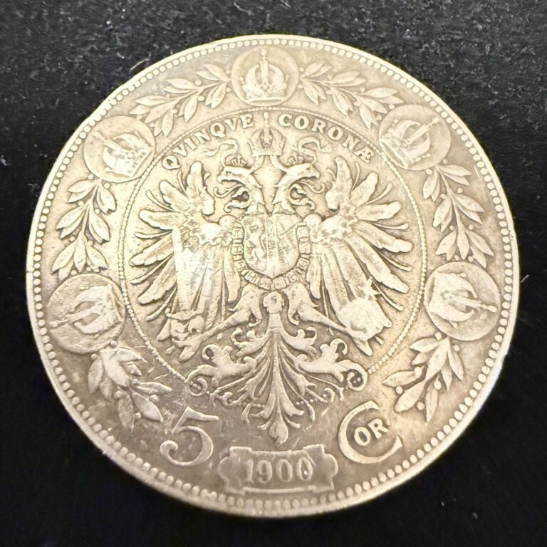 Read more about the article Very Nice! 1900 AUSTRIA Silver Coin 5 Corona Franz Joseph I XF/AU