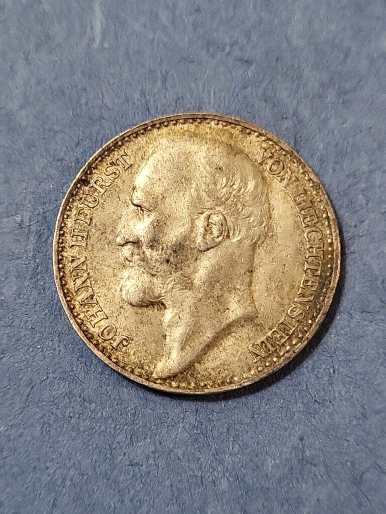 Read more about the article 1915 Liechtenstein 1 Kroner. 835 Silver Coin. Nice Coin.