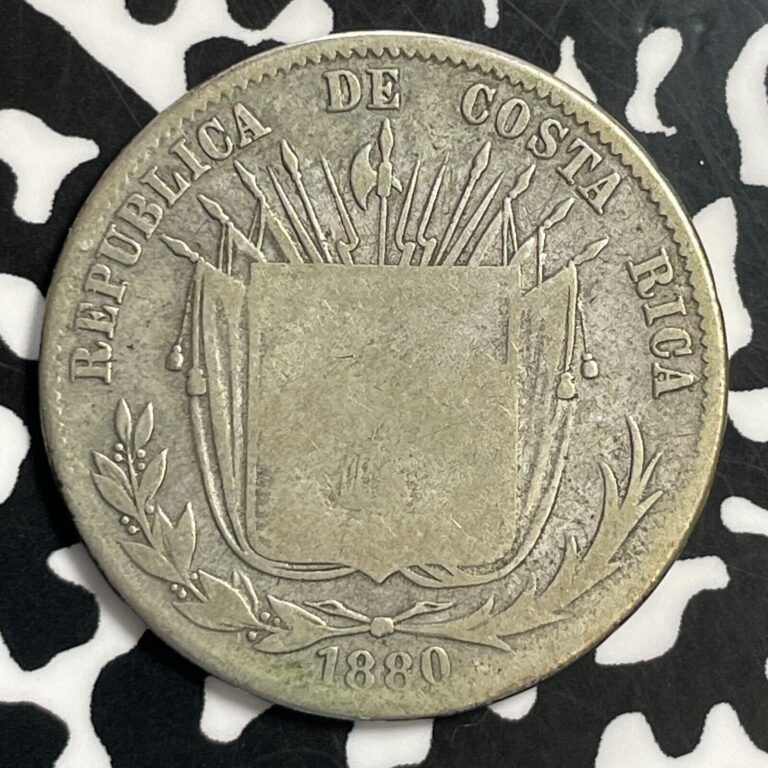 Read more about the article 1880 Costa Rica 50 Centavos Lot#T0892 Silver!