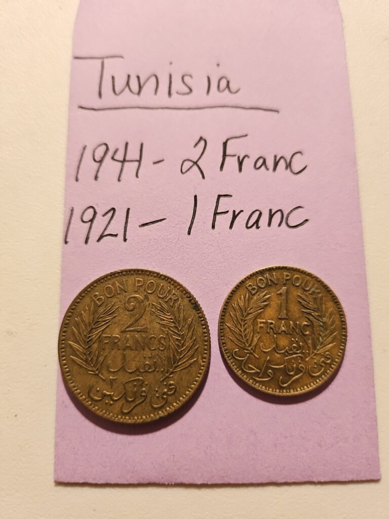 Read more about the article Tunisia 1921 1 Franc  1941 2 Franc