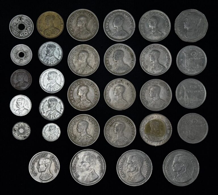 Read more about the article OLD Thailand Coin LOT 1937-1980 Thai 1 5 BAHT 1 5 10 25 50 SATANG Coins BULK LOT