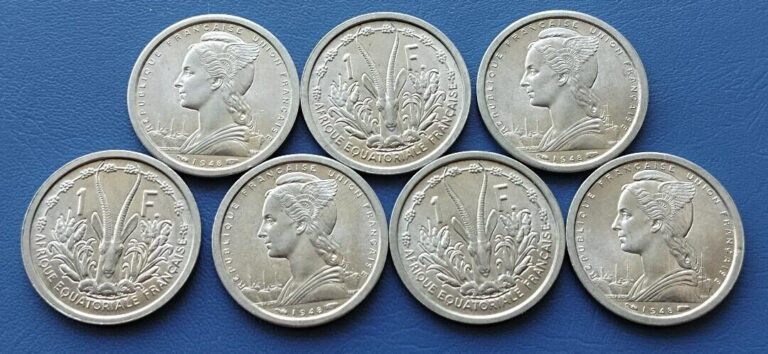 Read more about the article French Equatorial Africa Unc 1 Franc 1948  Chad  Congo and Gabon  Dealer Lot x7