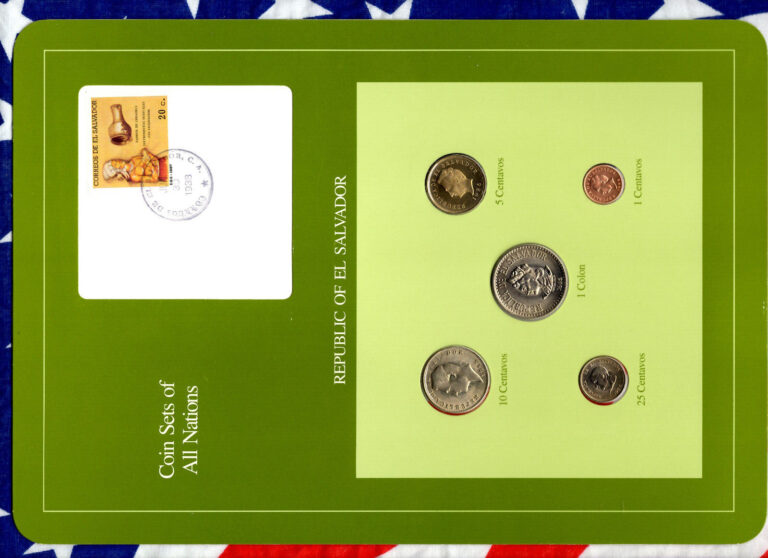 Read more about the article Coin Sets of All Nations El Salvador wcard 1985-1986 UNC 10 centavo 1 Colon 1985