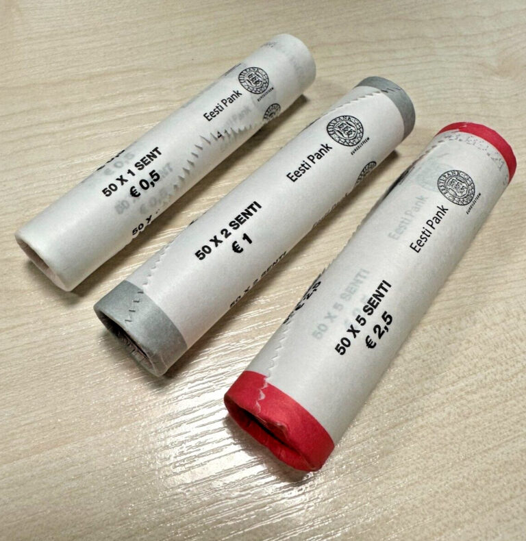 Read more about the article Estonia 2022 UNC Mint Coin Roll Set. 3 rolls: 1  2  5 cent . KM 61-63. NEW!