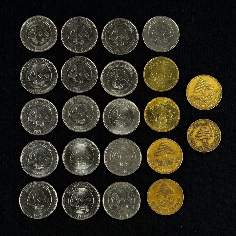 Read more about the article Lebanon Coin LOT Lebanese Coins 250 500 LIVRES 10 25 PIASTRES Mixed BULK LOT