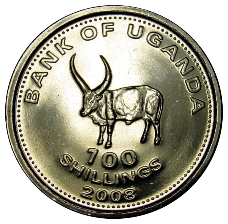 Read more about the article Uganda 100 Shillings coin 2008 km#67a Sanga cattle magnetic UNC